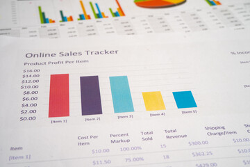 Obraz premium chart or graph paper. Financial, account, statistics and business data.