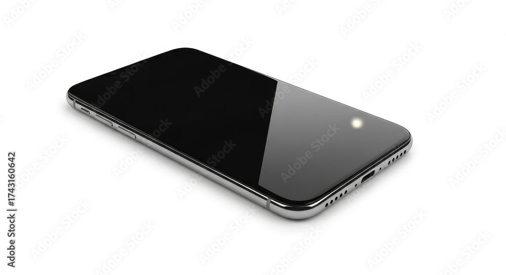 Wall mural modern handheld device with a dark reflective display and metallic frame