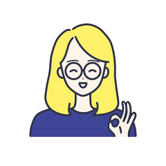 かわいい女性顔イラスト