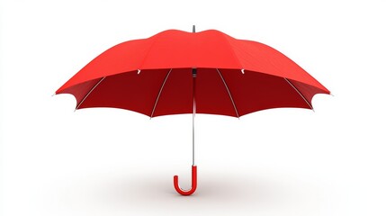 vibrant red umbrella canopy with chrome pole, isolated perfectly on pure white with realistic soft shadows and clear contours