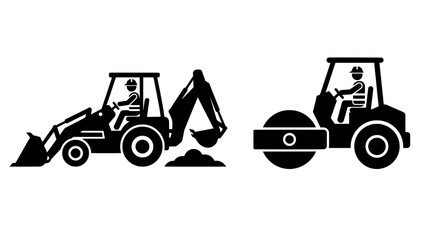 Heavy equipment icons set