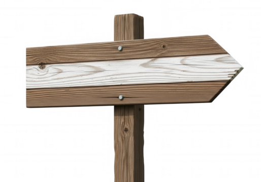 Wooden Arrow Sign isolated on a transparent background