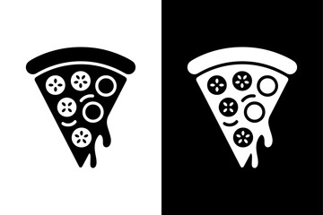 Classic Pepperoni Pizza Slice Silhouette. Quality Flat Food Icon for Web and Print