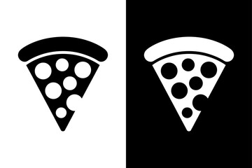 Minimal Pizza Slice Icon. Pizzeria Logo and Fast Food Silhouette Vector Design
