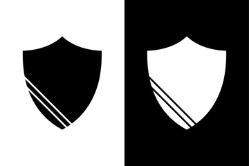 Black Shield Icon Silhouette. Simple Protection Emblem and Security Badge Vector Design