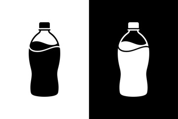 Classic Black Bottle Silhouette Vector Art. Modern Icon Set on White and Black Background