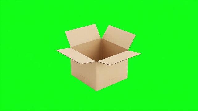 Cardboard Box Open Green Screen Shipment Delivery