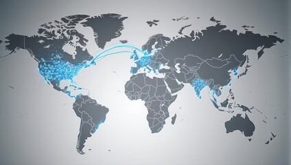 Fototapeta premium Global Network Connections Across Continents and Oceans.