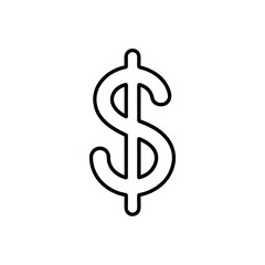 Illustration of a dollar sign with a black outline on a white background