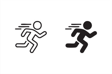 Running person icon vector set black and white design