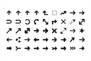 Minimal line and bold arrow icons isolated on white background