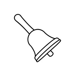 Illustration of a simple outline drawing of a hand bell with a handle design
