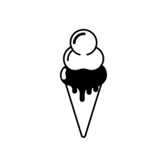 Illustration of a three scoop ice cream cone with dripping ice cream design