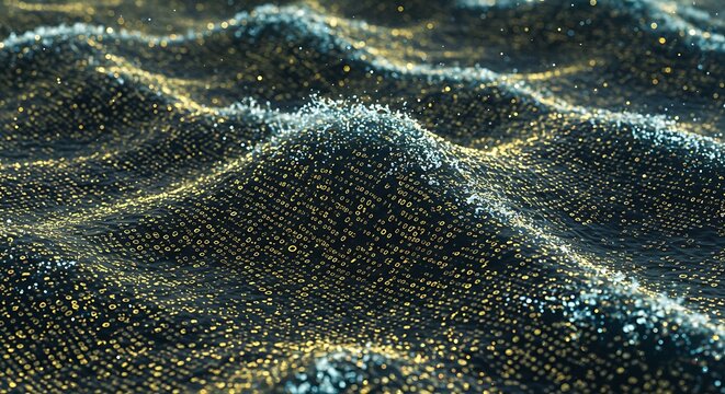 Abstract wave pattern of binary code. Data flow and digital transformation.