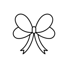 Illustration of a simple black and white outline of a decorative bow tie