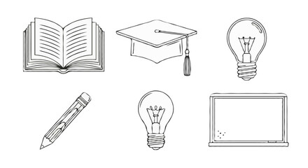 Template Line Editable Icons set for Education and Ideas