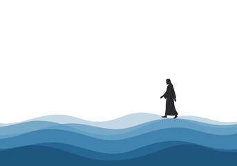 Obraz premium Silhouette of a person walking on water.