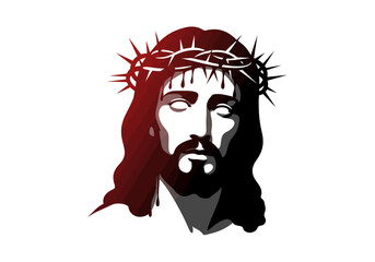 Jesus Christ with Crown of Thorns Vector Illustration.
