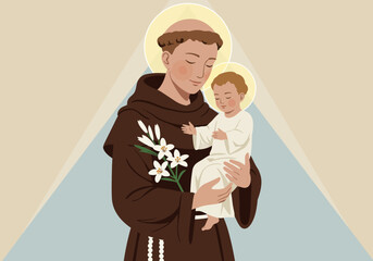 Saint Anthony of Padua holding the infant Jesus and lilies.