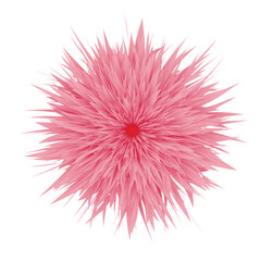 Abstract pink spiked flower or starburst shape with a red center, symbolizing energy, explosion, growth, and vibrant abstract design. Isolated on a white background. Vector EPS10.