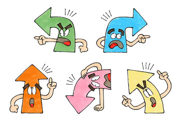 矢印のキャラクターセット(上下左右、斜め)