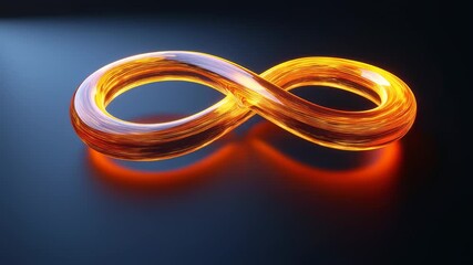 Endless possibilities concept video with a glowing infinity symbol on a dark background - Powered by Adobe