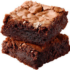 Delicious stacked brownies with transparent background for culinary and dessert imagery