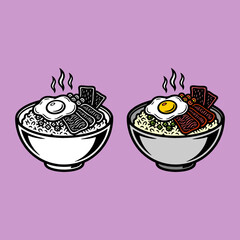vector illustration of a set of rice bowl