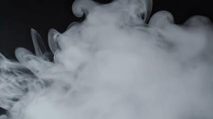 Abstract wisps of white smoke swirling against a black background - Powered by Adobe