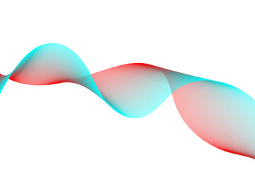 Abstract flowing wave isolated on transparent background with red and blue