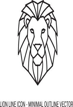 Lion Line Icon &ndash; Minimal Outline Vector