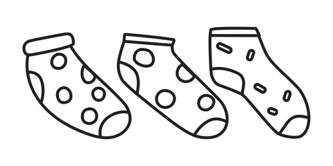 Outline Socks Set, Vector Icons. Simple Illustration on White Background