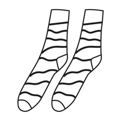 Socks Icons, Simple Vector Outline Illustration on White Background