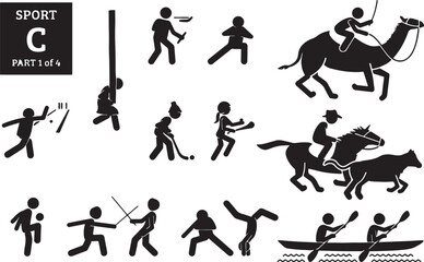 Camel and Horse Riding Sports Pictograms Keywords: sport, activity, pictogram, icon, silhouette