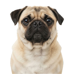 Obraz premium A close-up portrait of a fawn-colored dog breed with a wrinkly face, black muzzle, and big eyes