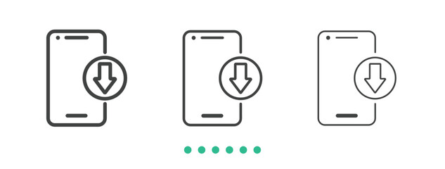 Mobile download icon. Thin line icon vector