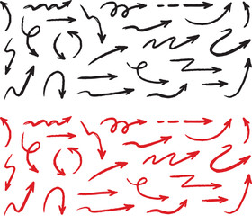 Hand Drawn Arrows Collection Black and Red direction