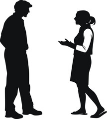 Man and woman talking silhouette