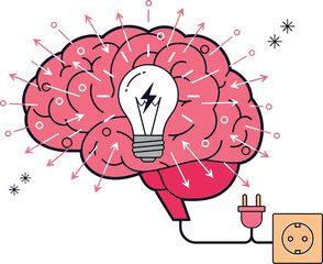 Brain power concept idea lightbulb innovation and creativity