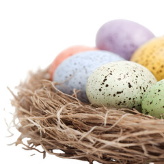 Easter eggs in a nest with transparent background