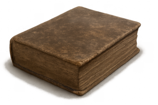 Old antique book with weathered cover presenting knowledge