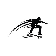 Dynamic Skateboarder Silhouette Logo