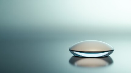Unique close-up of a sleek glass orb reflecting light on a smooth surface in a minimalist setting