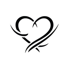 Fototapeta premium Abstract Flowing Love Heart Tattoo Design