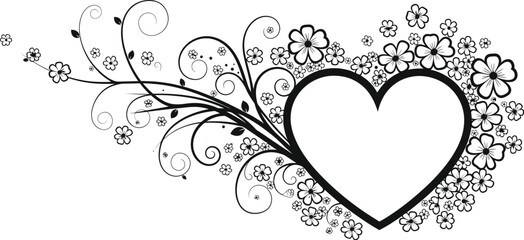 Heart floral design vector graphic element for valentine card