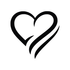 Abstract Flowing Love Heart Silhouette