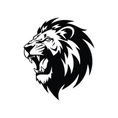 Aggressive Roaring Lion Head Profile Mascot