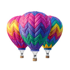 Vibrant hot air balloons against transparent backdrop for creative design