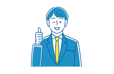 サムズアップする若手男性社員