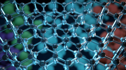 나노물질의 격자 결정 구조를 보여주는 초현실적 일러스트-A surreal illustration showing the lattice crystal structure of nanomaterials